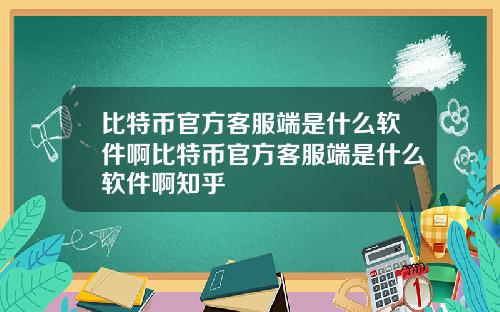 比特币官方客服端是什么软件啊比特币官方客服端是什么软件啊知乎