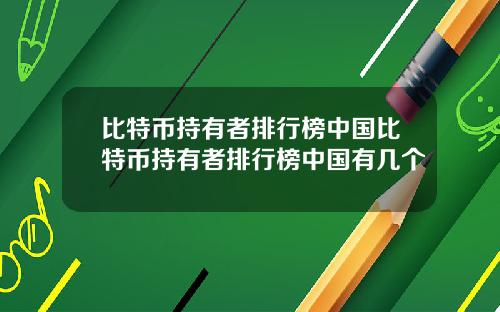 比特币持有者排行榜中国比特币持有者排行榜中国有几个