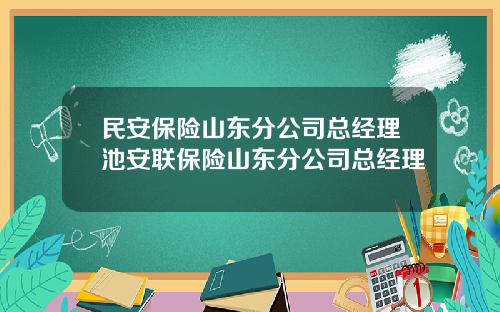 民安保险山东分公司总经理池安联保险山东分公司总经理