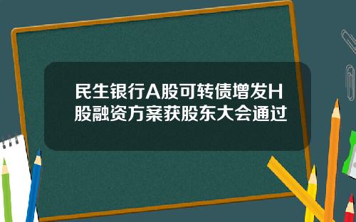 民生银行A股可转债增发H股融资方案获股东大会通过