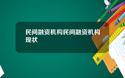 民间融资机构民间融资机构现状
