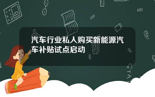 汽车行业私人购买新能源汽车补贴试点启动
