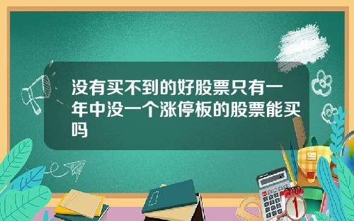 没有买不到的好股票只有一年中没一个涨停板的股票能买吗