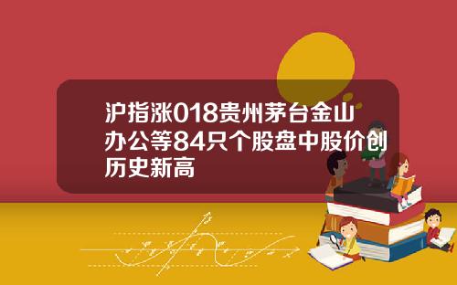 沪指涨018贵州茅台金山办公等84只个股盘中股价创历史新高