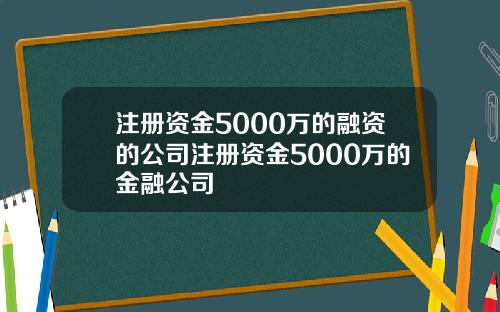 注册资金5000万的融资的公司注册资金5000万的金融公司