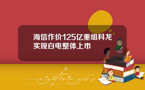 海信作价125亿重组科龙实现白电整体上市