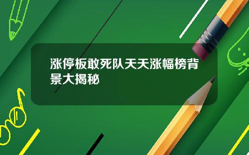 涨停板敢死队天天涨幅榜背景大揭秘
