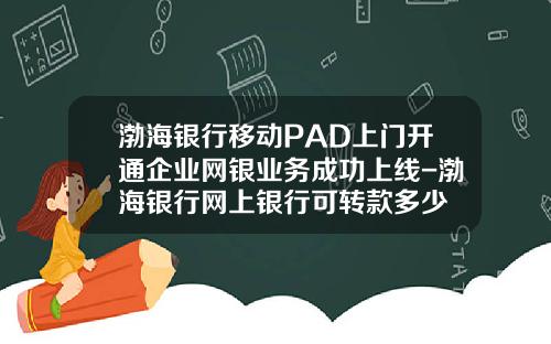 渤海银行移动PAD上门开通企业网银业务成功上线-渤海银行网上银行可转款多少