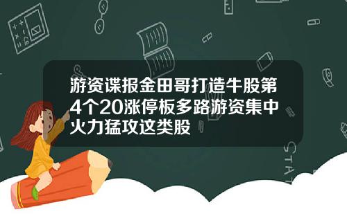 游资谍报金田哥打造牛股第4个20涨停板多路游资集中火力猛攻这类股