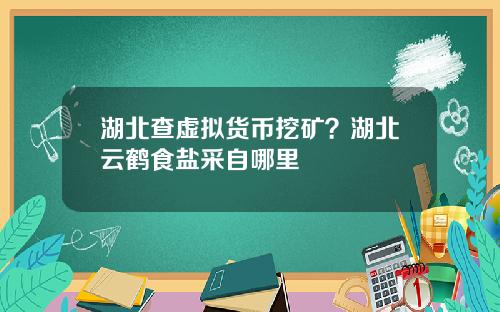 湖北查虚拟货币挖矿?湖北云鹤食盐采自哪里