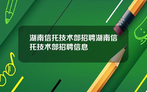 湖南信托技术部招聘湖南信托技术部招聘信息