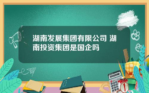 湖南发展集团有限公司 湖南投资集团是国企吗