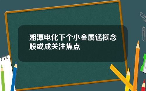 湘潭电化下个小金属锰概念股或成关注焦点