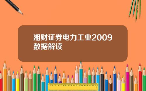 湘财证券电力工业2009数据解读