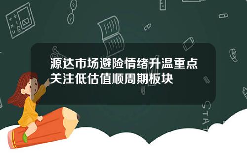 源达市场避险情绪升温重点关注低估值顺周期板块