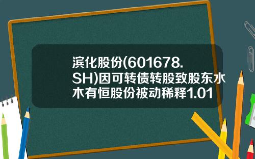 滨化股份(601678.SH)因可转债转股致股东水木有恒股份被动稀释1.01%-水木有恒基金