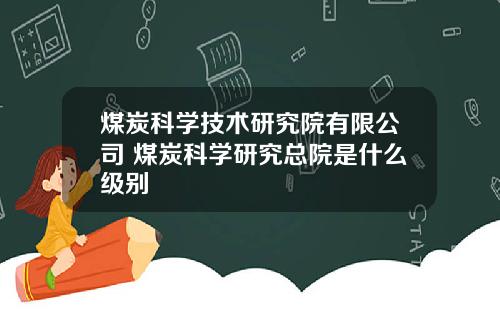 煤炭科学技术研究院有限公司 煤炭科学研究总院是什么级别