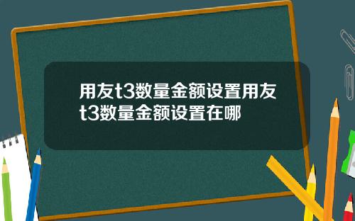 用友t3数量金额设置用友t3数量金额设置在哪