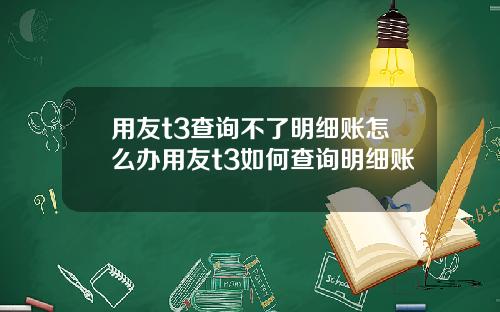 用友t3查询不了明细账怎么办用友t3如何查询明细账