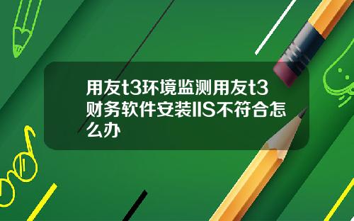 用友t3环境监测用友t3财务软件安装IIS不符合怎么办
