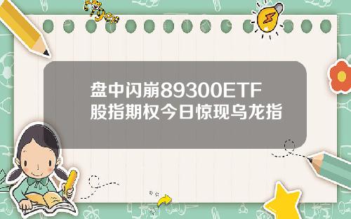 盘中闪崩89300ETF股指期权今日惊现乌龙指