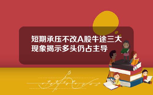 短期承压不改A股牛途三大现象揭示多头仍占主导