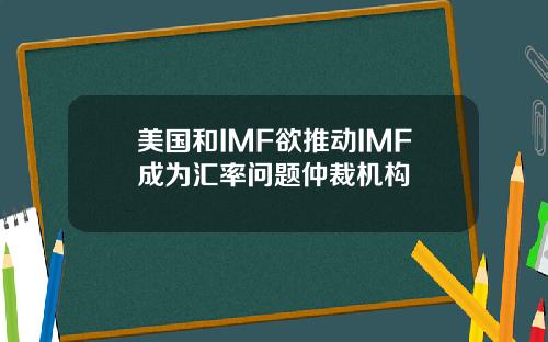 美国和IMF欲推动IMF成为汇率问题仲裁机构