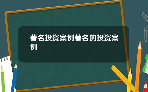 著名投资案例著名的投资案例