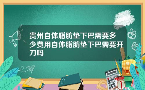 贵州自体脂肪垫下巴需要多少费用自体脂肪垫下巴需要开刀吗