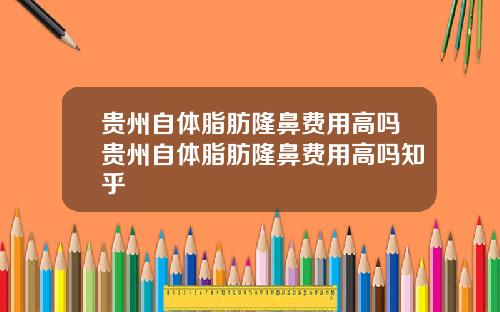 贵州自体脂肪隆鼻费用高吗贵州自体脂肪隆鼻费用高吗知乎