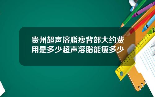 贵州超声溶脂瘦背部大约费用是多少超声溶脂能瘦多少