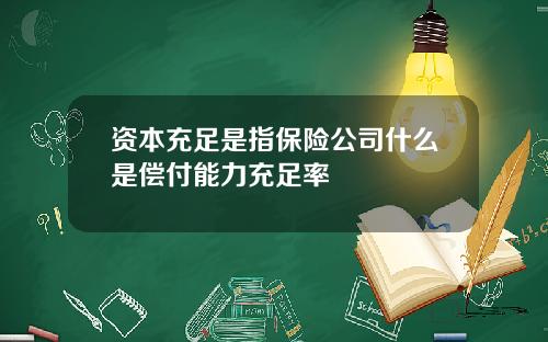 资本充足是指保险公司什么是偿付能力充足率