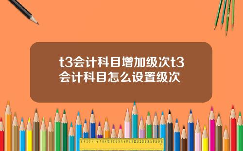 t3会计科目增加级次t3会计科目怎么设置级次