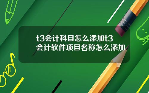 t3会计科目怎么添加t3会计软件项目名称怎么添加