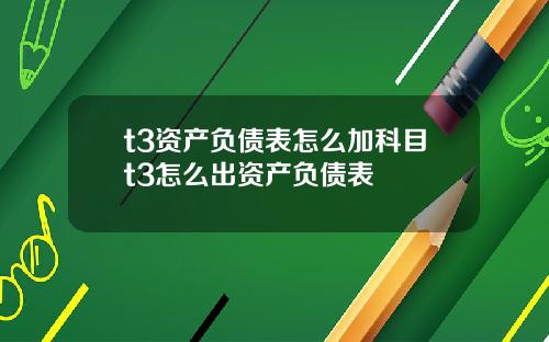 t3资产负债表怎么加科目t3怎么出资产负债表