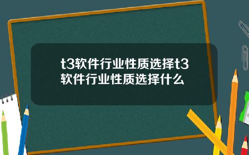t3软件行业性质选择t3软件行业性质选择什么