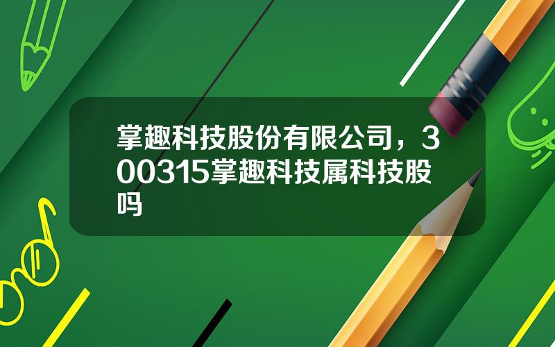 掌趣科技股份有限公司，300315掌趣科技属科技股吗