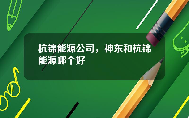 杭锦能源公司，神东和杭锦能源哪个好
