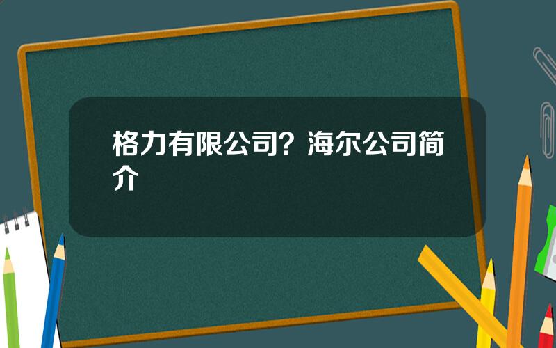 格力有限公司？海尔公司简介
