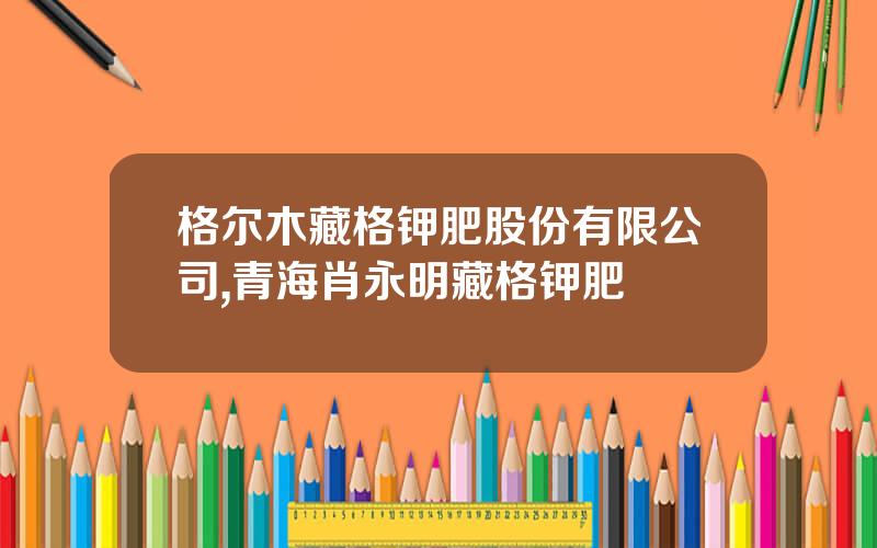 格尔木藏格钾肥股份有限公司,青海肖永明藏格钾肥
