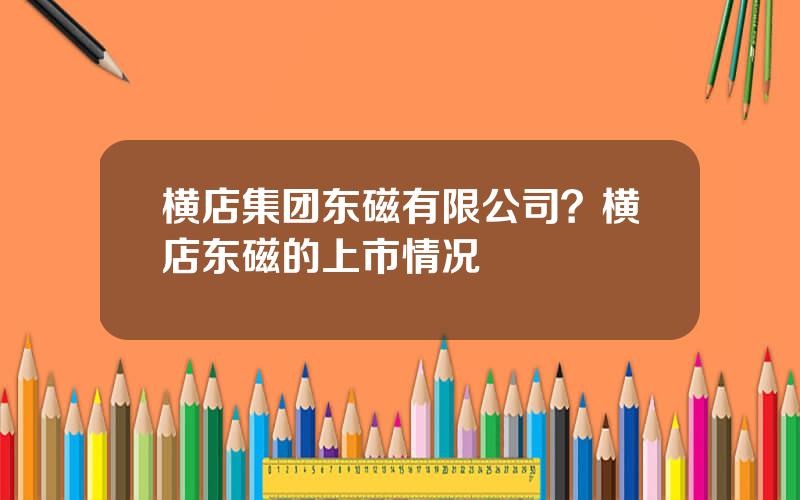 横店集团东磁有限公司？横店东磁的上市情况