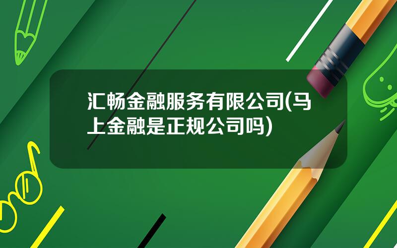 汇畅金融服务有限公司(马上金融是正规公司吗)