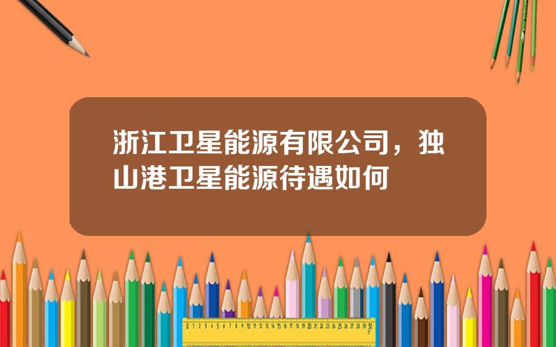 浙江卫星能源有限公司，独山港卫星能源待遇如何