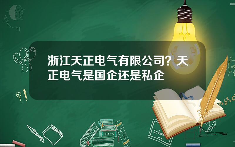 浙江天正电气有限公司？天正电气是国企还是私企