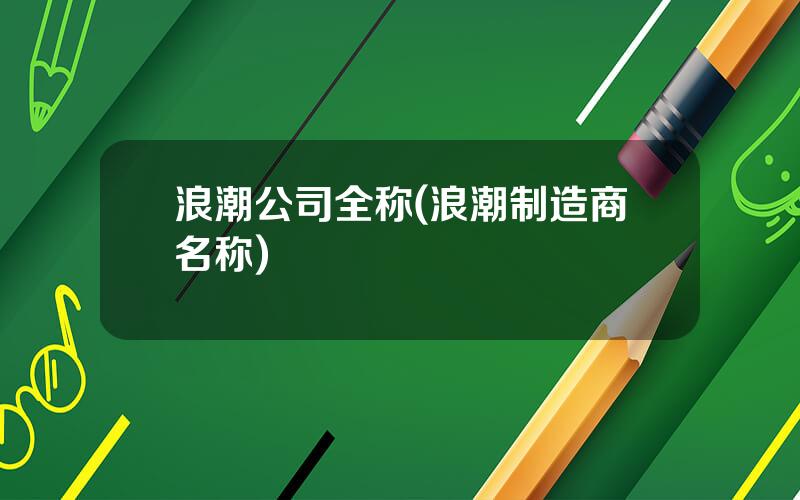 浪潮公司全称(浪潮制造商名称)