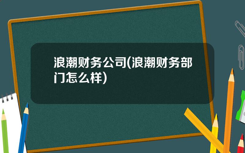 浪潮财务公司(浪潮财务部门怎么样)