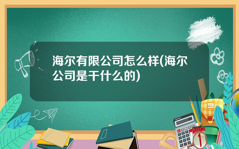 海尔有限公司怎么样(海尔公司是干什么的)