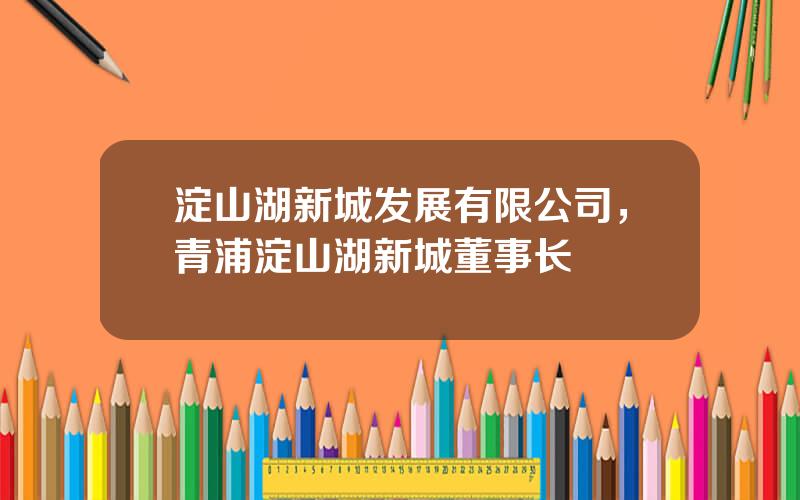 淀山湖新城发展有限公司，青浦淀山湖新城董事长