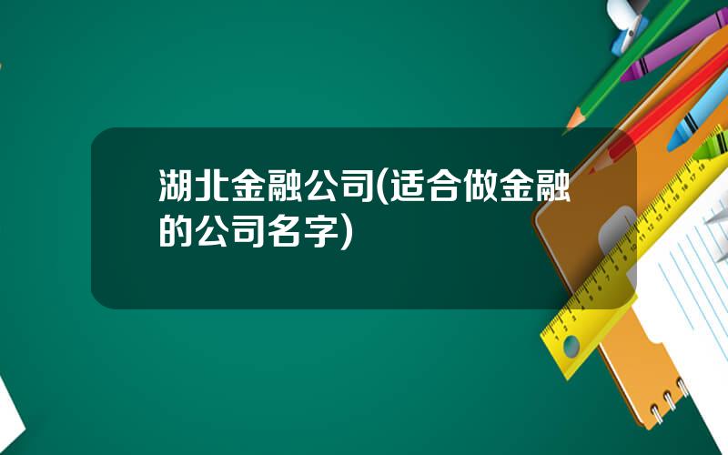 湖北金融公司(适合做金融的公司名字)