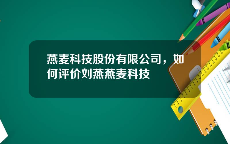 燕麦科技股份有限公司，如何评价刘燕燕麦科技